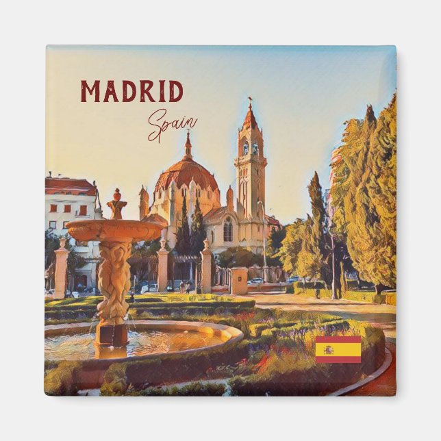 Madrid Spain Travel liggande souvenir Magnet (Framsidan)
