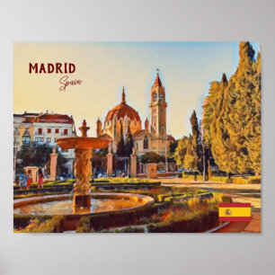 Madrid Spain Travel liggande souvenir Poster