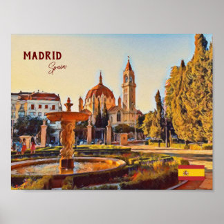 Madrid Spain Travel liggande souvenir Poster