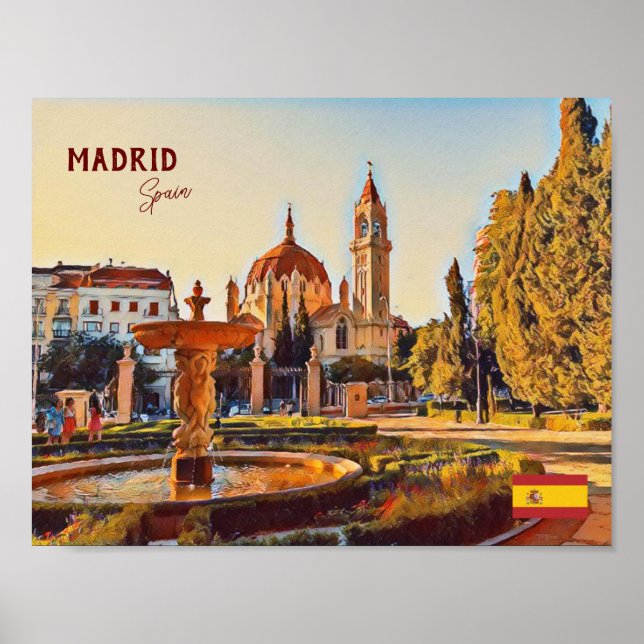 Madrid Spain Travel liggande souvenir Poster (Framsidan)