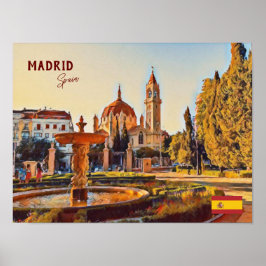 Madrid Spain Travel liggande souvenir Poster