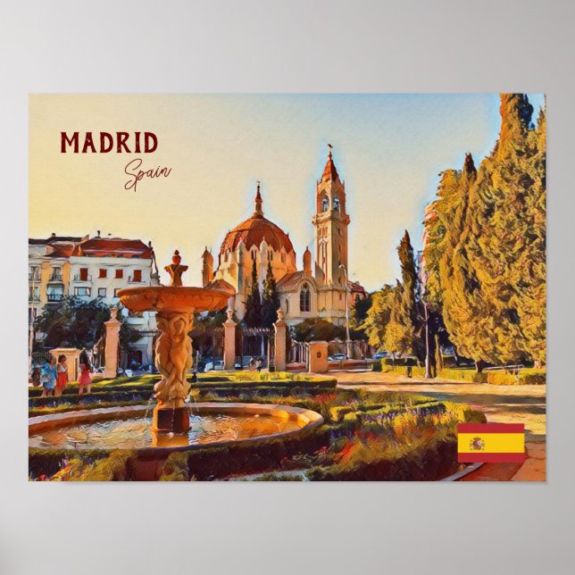 Madrid Spain Travel liggande souvenir Poster (Framsidan)