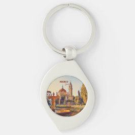 Madrid Spain Travel liggande souvenir Swirl Silverfärgad Nyckelring