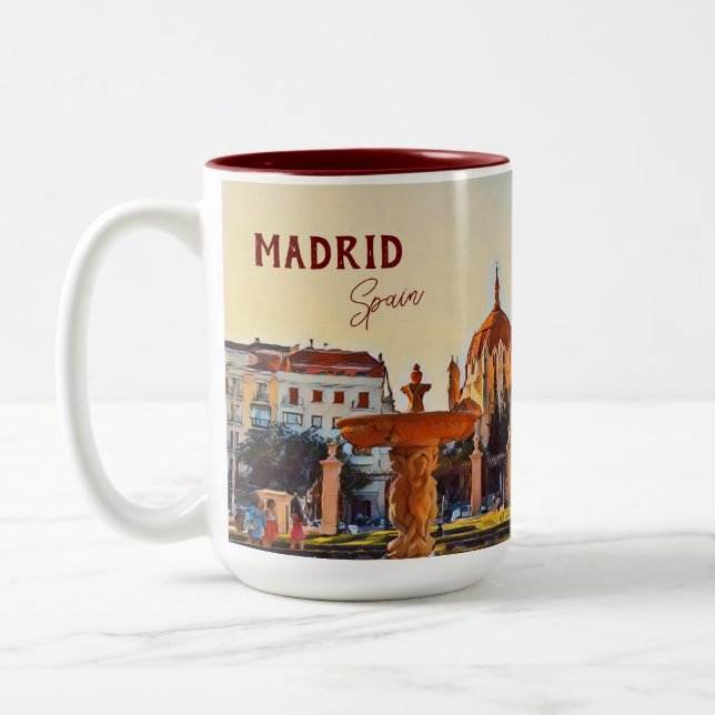 Madrid Spain Travel liggande souvenir Två-Tonad Mugg (Vänster)