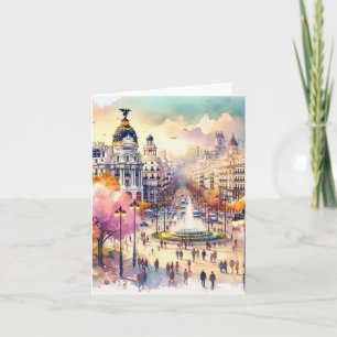 Madrid Spain Watercolor Kort