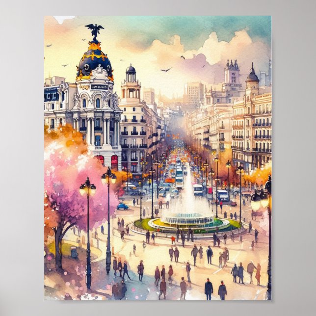 Madrid Spain Watercolor Poster (Framsidan)