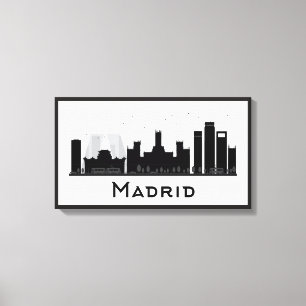 Madrid, Spanien  Black & White City Skyline Canvastryck