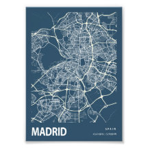 Madrid - Spanien Blueprint City Karta