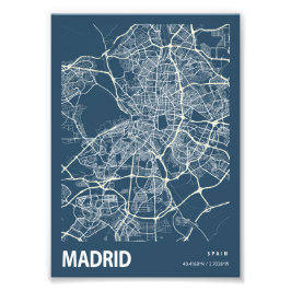 Madrid - Spanien Blueprint City Karta Fototryck