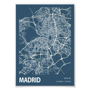 Madrid - Spanien Blueprint City Karta Fototryck