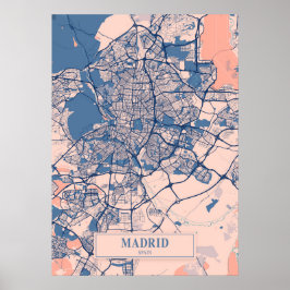 Madrid - Spanien Breezy City Karta Poster