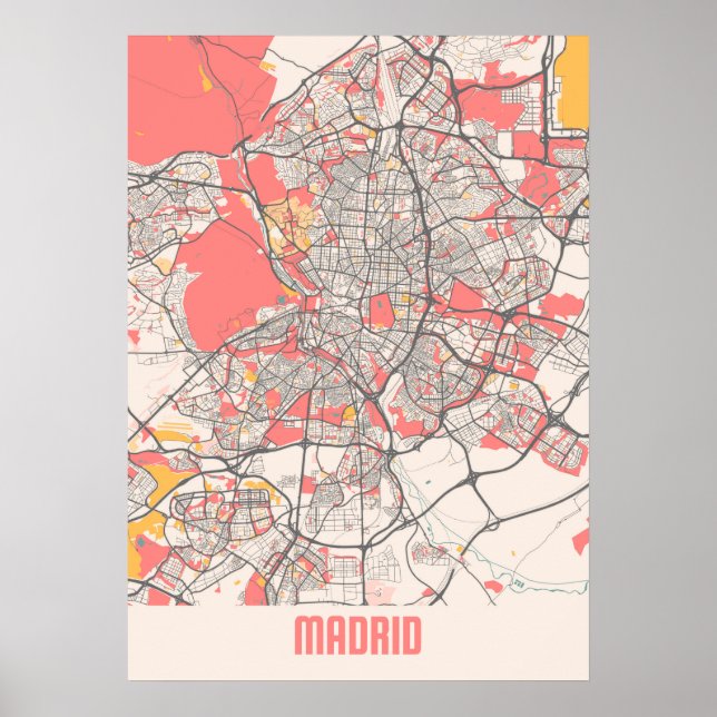 Madrid - Spanien Chalk City Karta Poster (Framsidan)