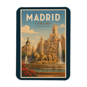 Madrid Spanien Cibeles-fontänen Illustration Resa Magnet