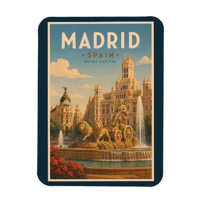 Madrid Spanien Cibeles-fontänen Illustration Resa Magnet (Vertikal)
