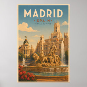 Madrid Spanien Cibeles-fontänen Illustration Resa Poster