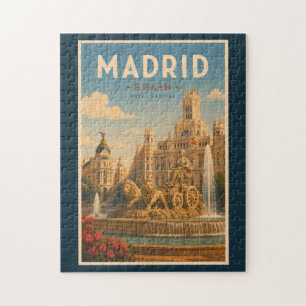Madrid Spanien Cibeles-fontänen Illustration Resa Pussel