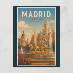 Madrid Spanien Cibeles-fontänen Illustration Resa Vykort