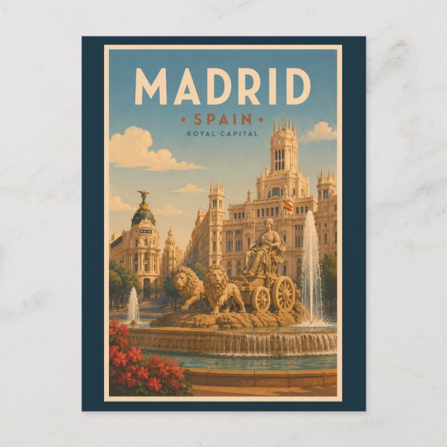 Madrid Spanien Cibeles-fontänen Illustration Resa Vykort (Framsida)