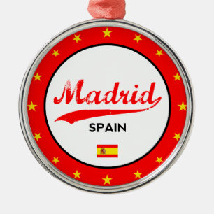 Madrid, Spanien, cirkel, vit Julgransprydnad Metall