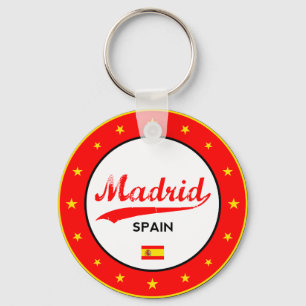Madrid, Spanien, cirkel, vit Nyckelring
