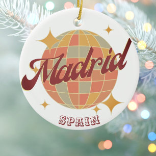 Madrid Spanien Disco boll Retro Vintage Julgransprydnad Keramik