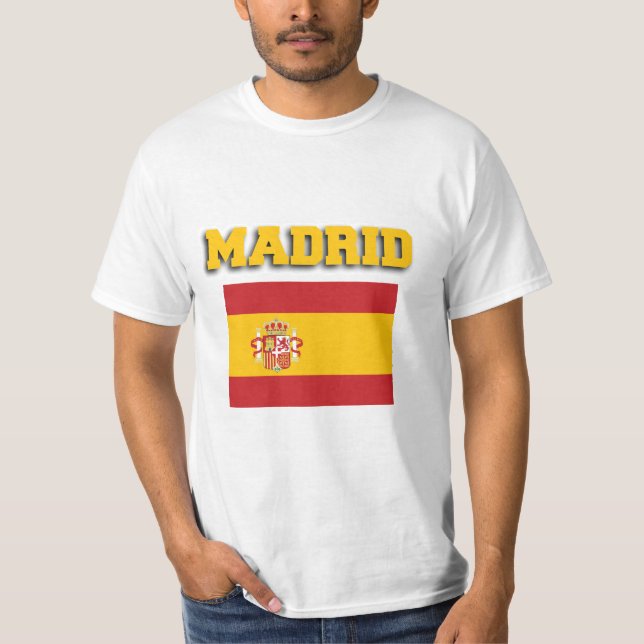 Madrid Spanien Flagga T Shirt (Framsida)