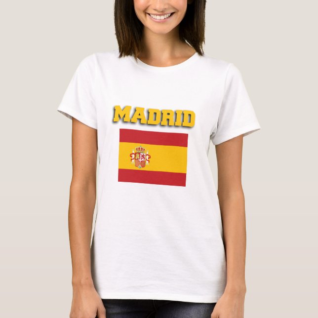 Madrid Spanien Flagga T Shirt (Framsida)
