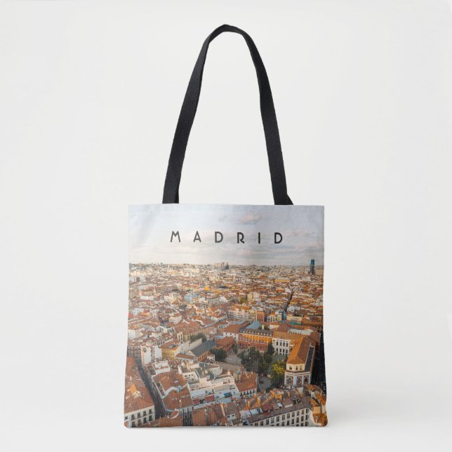 Madrid Spanien Flygbild Stadsscen Reise Tygkasse (Framsida)