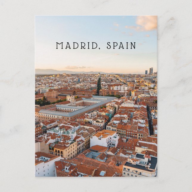 Madrid Spanien Flygbild Stadsscen (Vertikal) Resa  Vykort (Framsida)