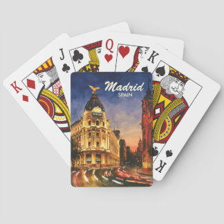 Madrid Spanien Gran Via Natt Akvarell Stadssilhuet Casinokort
