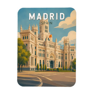 Madrid Spanien Illustration Resa Konst Vintage Magnet