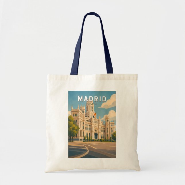 Madrid Spanien Illustration Resa Konst Vintage Tygkasse (Framsidan)