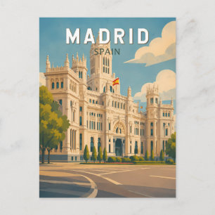 Madrid Spanien Illustration Resa Konst Vintage Vykort