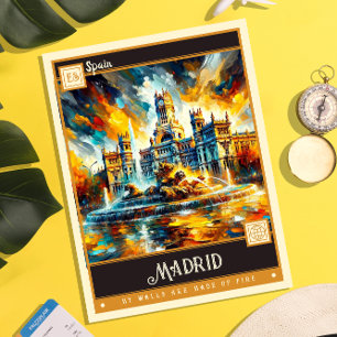 Madrid, Spanien Måla Vintage Vykort