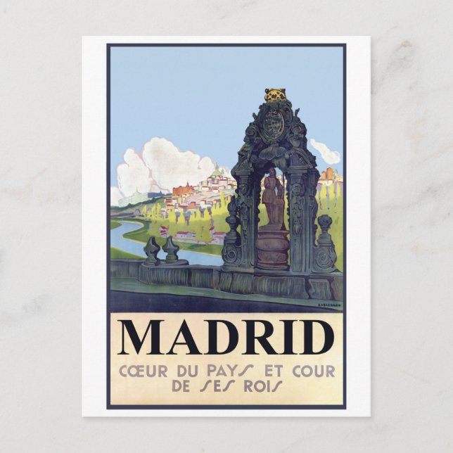 Madrid, Spanien. Manzares floden från Park Vykort (Framsida)