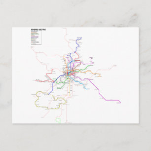 Madrid (Spanien) Metro Karta Vykort