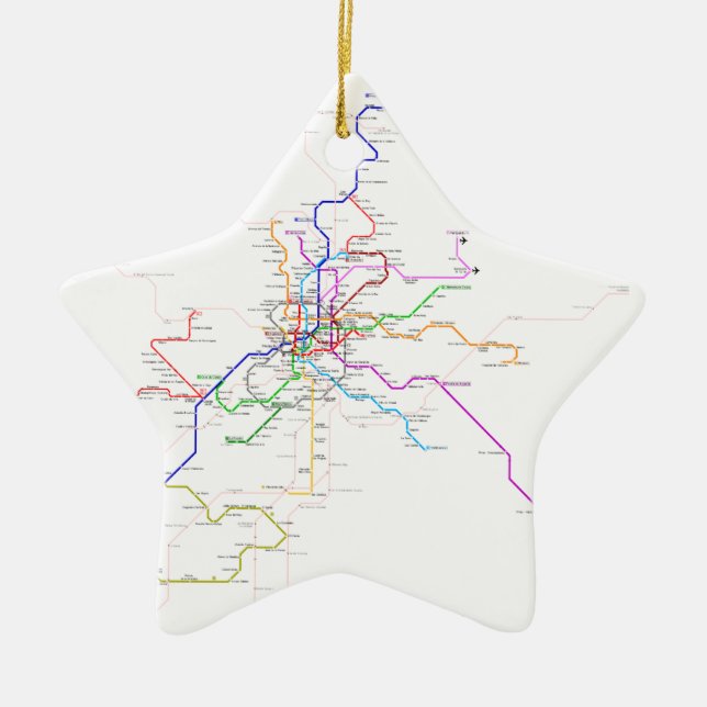 Madrid (Spanien) Metrokarta Julgransprydnad Keramik (Framsidan)