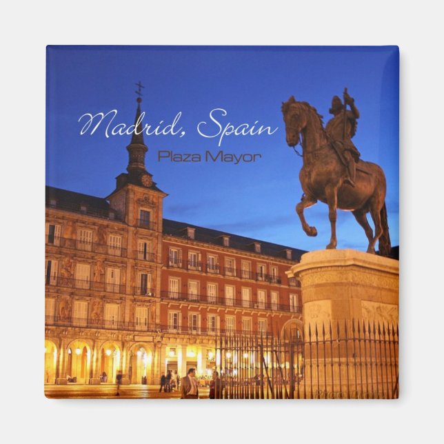 Madrid Spanien Natt Scene Travel Magnet (Framsidan)