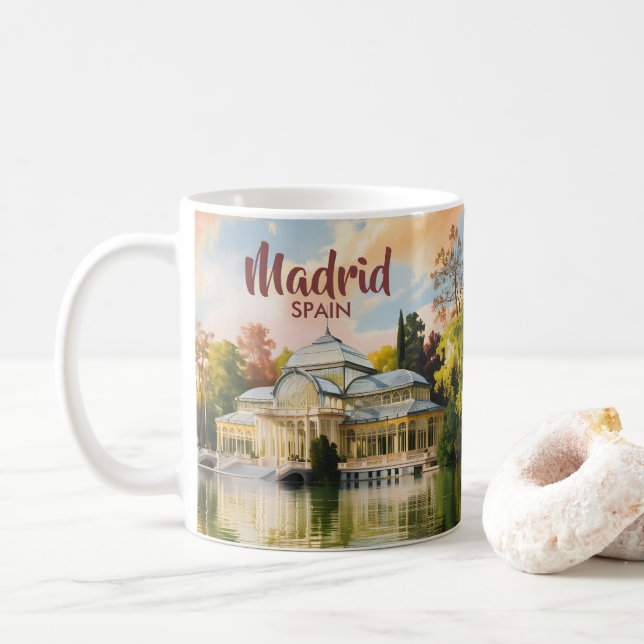 Madrid Spanien Palacio de Cristal Akvarell Resa Kaffemugg (Med munk)