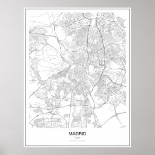 Madrid, Spanien Poster minimalistiskt Karta