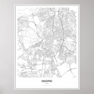 Madrid, Spanien Poster minimalistiskt Karta