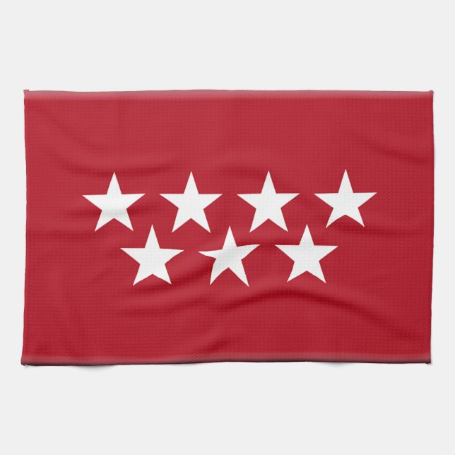 Madrid Spanien (regional) flagga Kökshandduk (Horisontell)