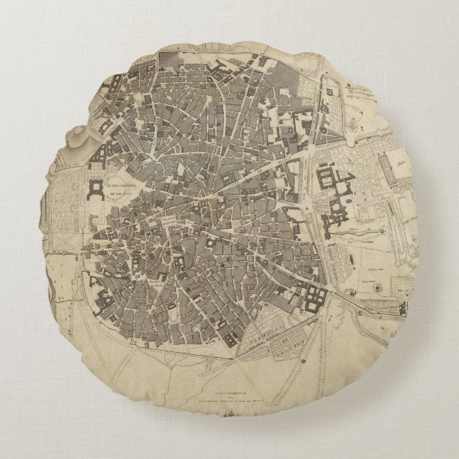 Madrid Spanien Rund Kudde (Framsidan)