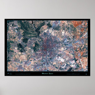 Madrid Spanien satellit- affisch