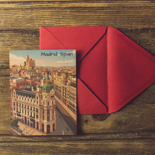 Madrid Spanien Stadssiluett Arkitektur Vykort (Madrid Spain City Silhouette Architecture Postcard)