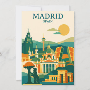 Madrid Spanien Stadssiluett - Minimalistisk Retro Inbjudningar