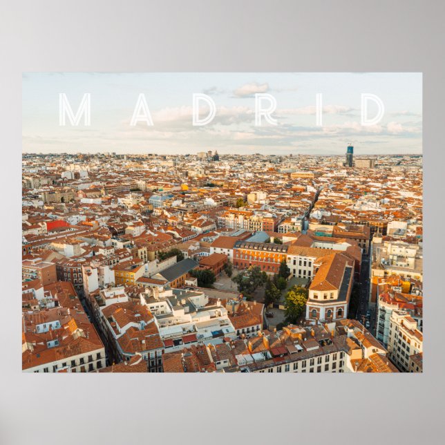 Madrid Spanien Stadssiluett Resebild Poster (Framsidan)