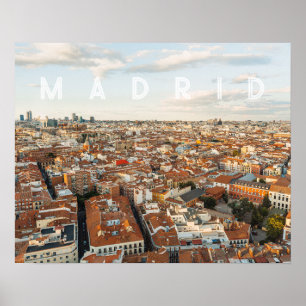Madrid Spanien Stadssiluett Resebild Poster