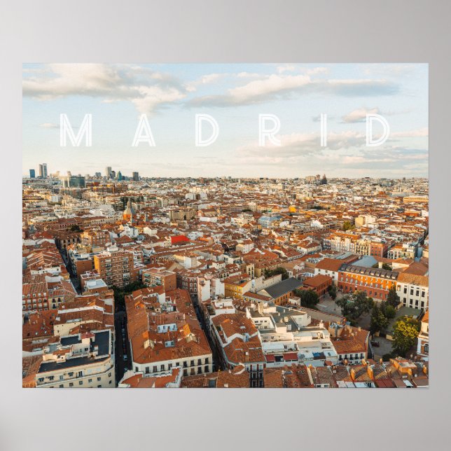 Madrid Spanien Stadssiluett Resebild Poster (Framsidan)