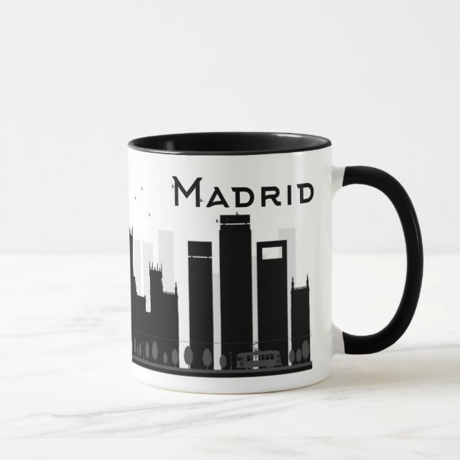 Madrid Spanien | svart & vitstadshorisont Mugg (Höger)